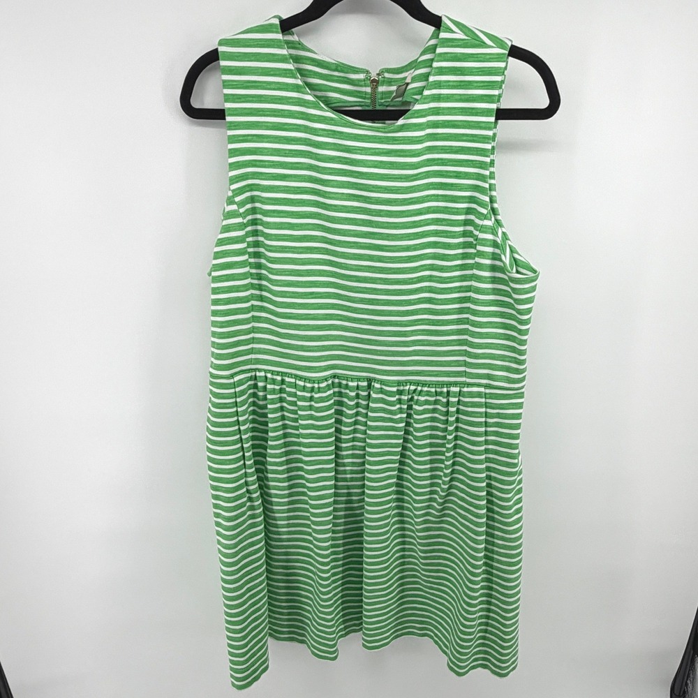 J.Crew Striped Dress Sleeveless XL Green Womens Summer Casual Preppy Mini